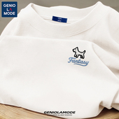 GENIOLAMODE男生短袖 t恤阳光干净穿搭纯棉夏季 白t恤男少年感日系