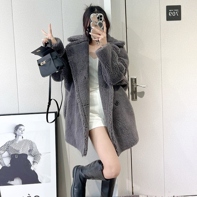 小个子泰迪熊短款羊剪绒皮草外套