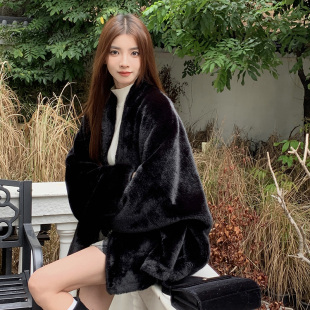 洋气环保貂毛毛毛皮毛一体气质名媛开衫 网红私服质感一绝外套大衣