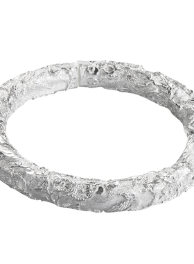 复古开口民族风喜鹊牡丹银手镯