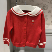 女童棉翻领针织开衫 chris童装 25春秋新款 中大童休闲保暖毛衣外套