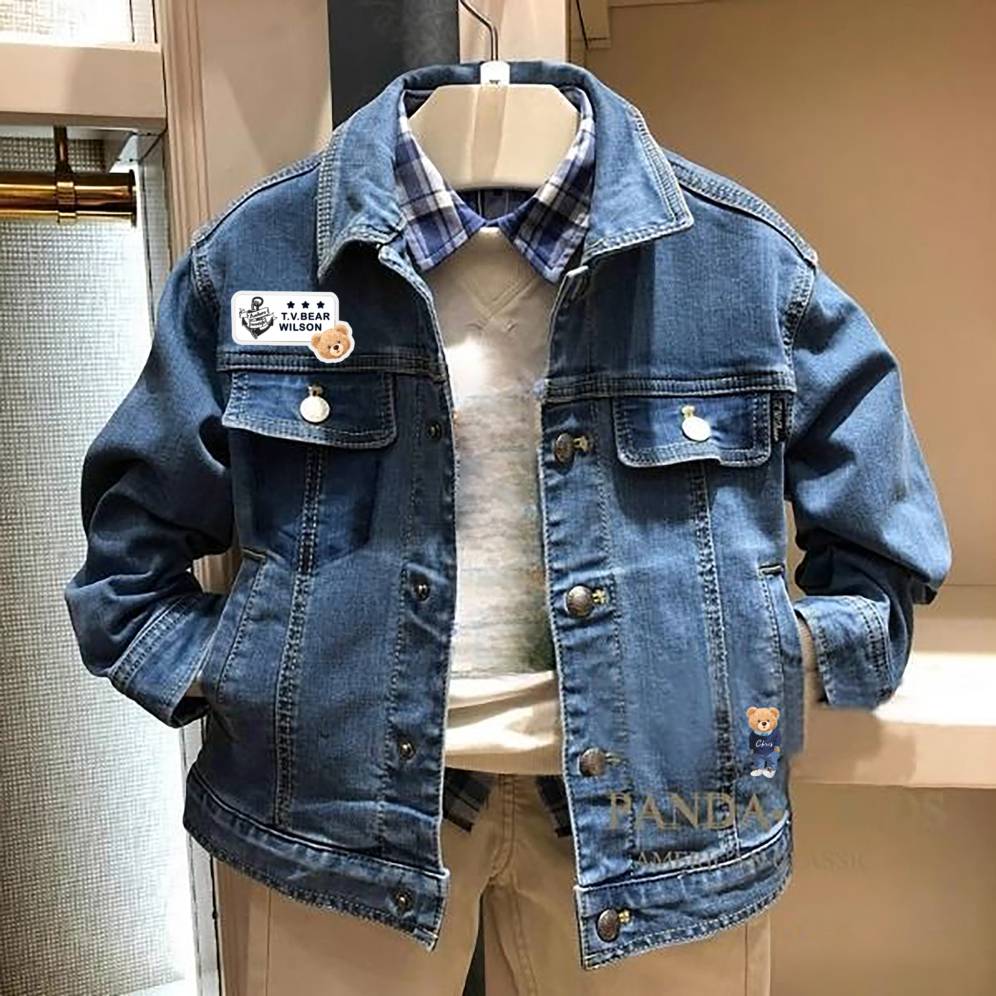 chris童装25春秋新款男童棉休闲牛仔外套中大童夹克上衣儿童外套