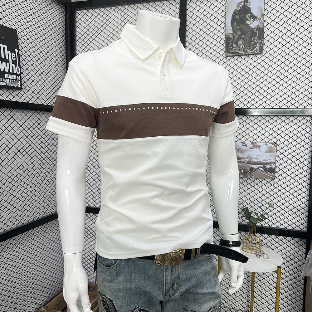 夏季商务休闲短袖polo衫男士高端男装帅气修身翻领上衣时尚流行潮