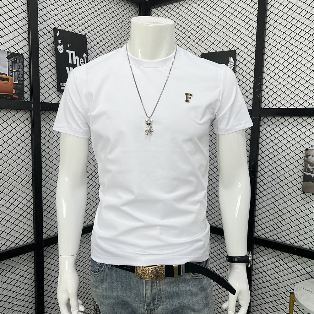 衣服男2025新款爆款修身印烫净版简单短袖T恤男青年帅气圆领半袖t