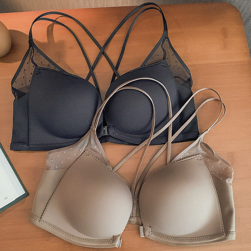 无痕内衣女小胸聚拢无钢圈收副乳调整型防下垂胸罩性感前扣文胸女