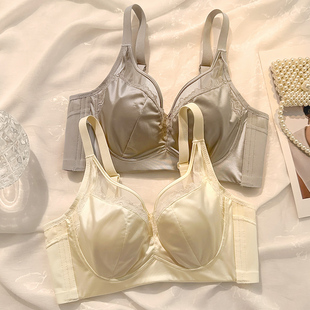 内衣女薄款 软钢圈兔耳杯大胸显小收副乳防下垂调整型聚拢文胸套装