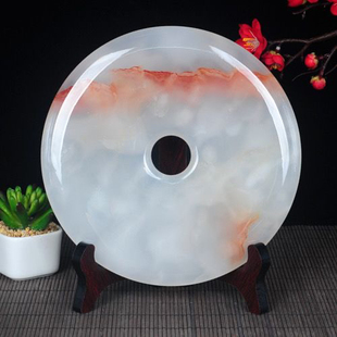 天然阿富汗玉石平安扣摆件和氏璧客厅玄关家居工艺品玉石摆件玉璧