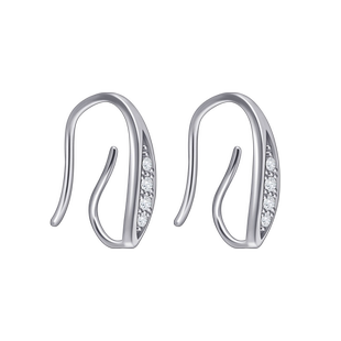 纯银平安扣耳环空托银镀18K金配件耳钩空托耳吊小孔坠diy自由挂件