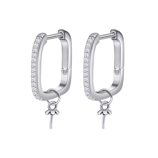 平安环翡翠耳圈S925纯银平安扣耳扣空托圆环水晶圈圈耳环diy配件