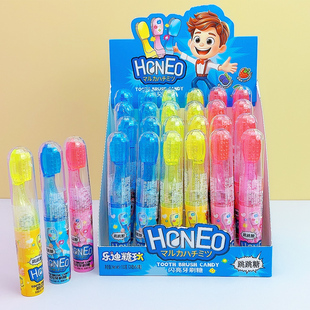 乐迪糖玩闪亮牙刷糖果混合水果味牙刷造型跳跳糖闪光玩具糖果批发