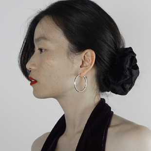 Sasia西班牙工作室925纯银超大耳圈耳环法式 气质小众设计素圈耳饰