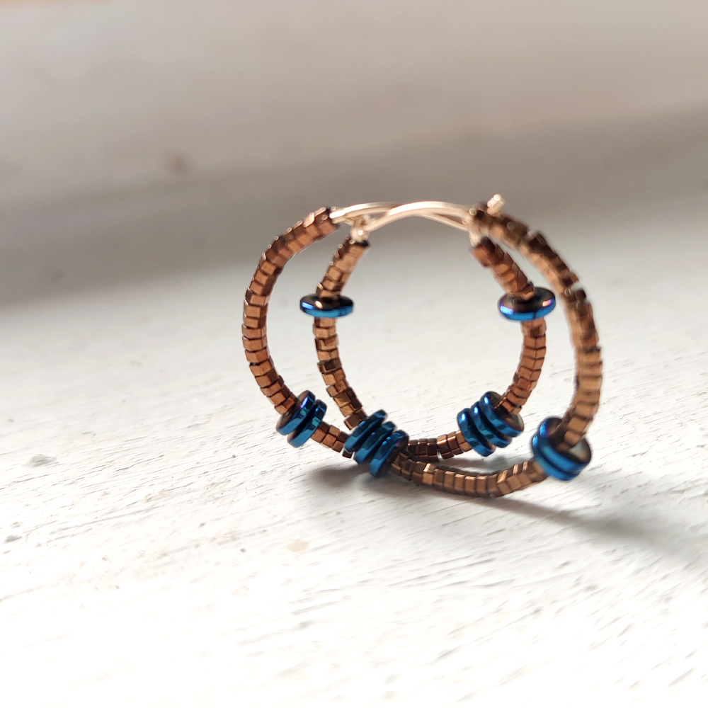 sasia咖啡兰14k包金小众设计耳圈