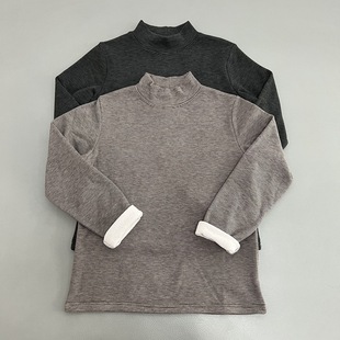 加绒保暖极简风高领长袖T恤女修身条纹打底衫温柔慵懒风上衣休闲