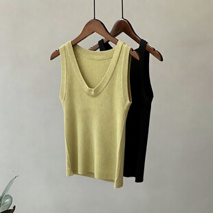 遮副乳无袖 U领针织吊带女夏季 上衣慵懒外穿背心 2026新款 实拍