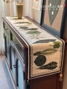 桌旗长条轻奢高端餐桌茶几中古风电视柜斗柜盖布茶桌垫布覆古旗布