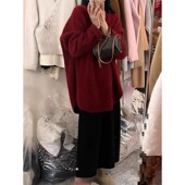 本命年新年红色毛衣女秋冬外套宽松遮屁股毛衣裙慵懒风套头针织衫