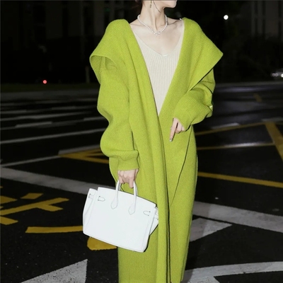 羊驼绒混纺开衫大翻领外穿