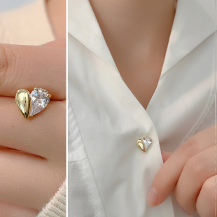 隐形暗扣防走光神器V领大领口开衫针织扣毛衣闪钻迷你爱心小别针