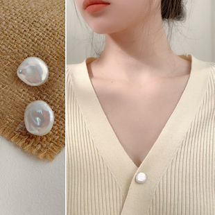 天然巴洛克珍珠大领口胸前走光改小别针针织衫固定扣隐形暗扣胸针