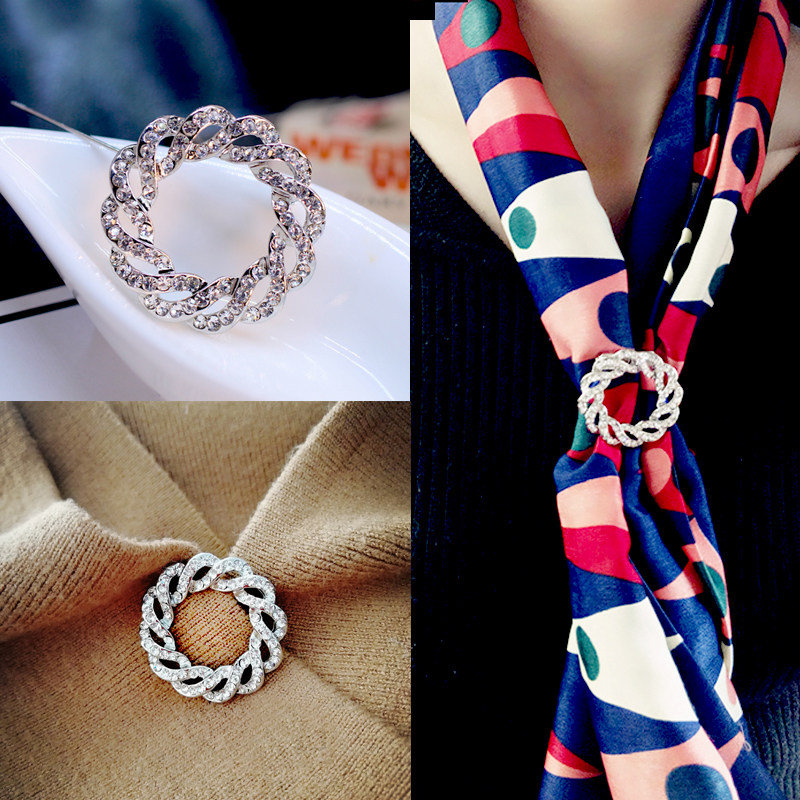 圆形衣角扣银色丝巾扣两用胸针 水钻胸卡毛衣大衣胸花 别针女披肩|ruв категории Украшения,ювелирные изделия, брошь - от Buy2taobao.com для оказания профессиональной услуги покупки агента Taobao