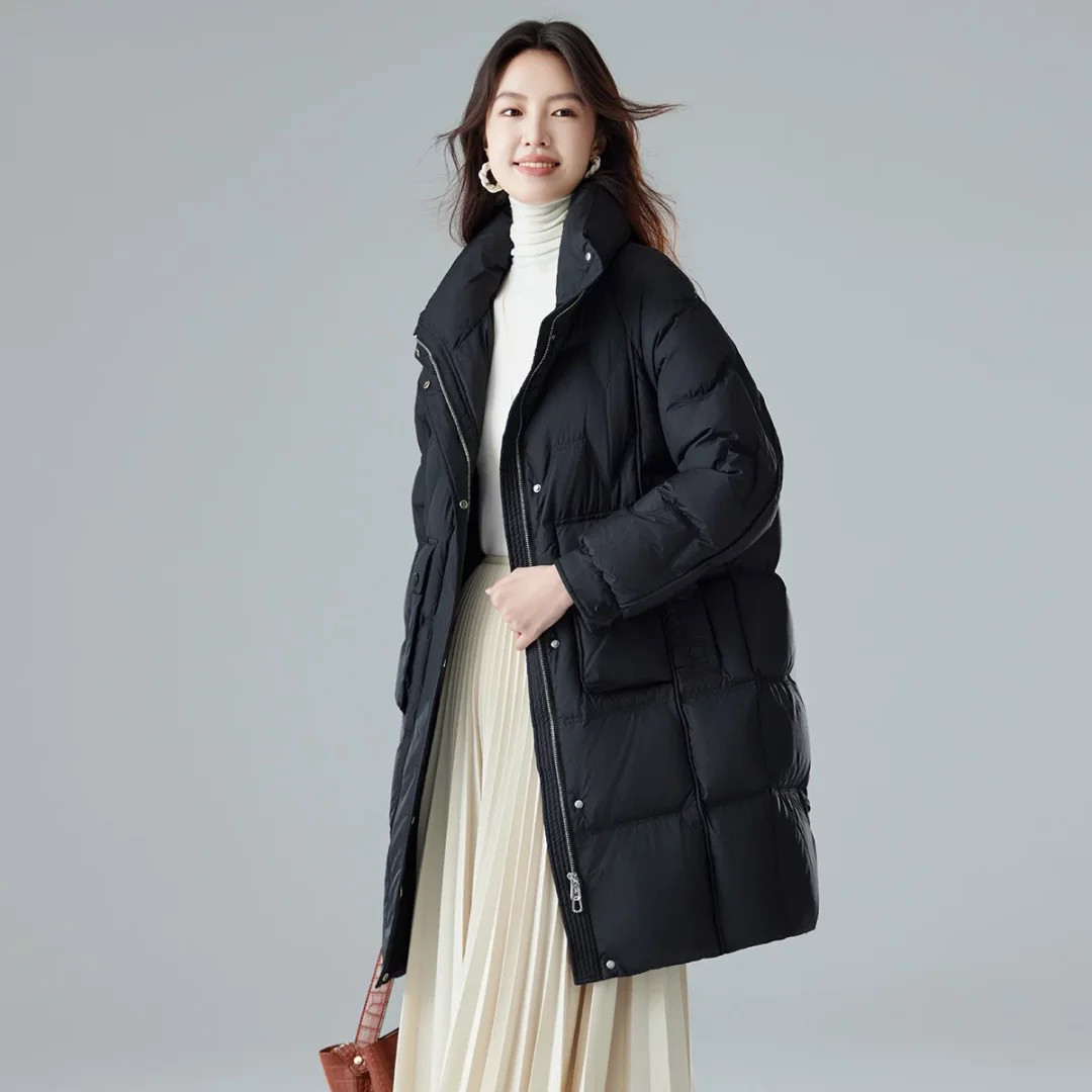 90白鸭绒羽绒服厚款女冬季加厚女款中长款秋冬女士休闲冬天外套