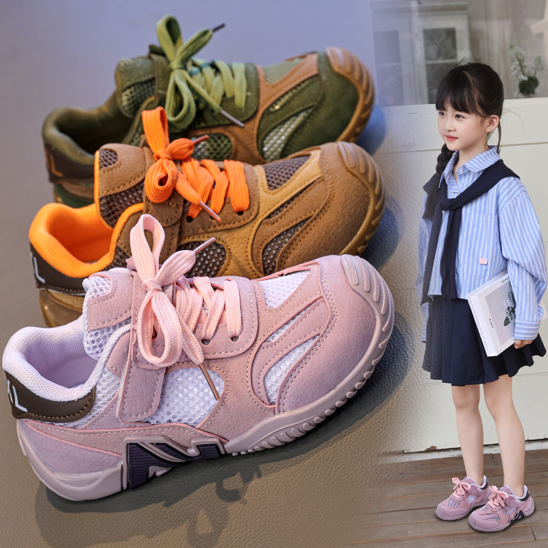 儿童运动鞋网面男童魔术贴防耐磨阿甘休闲女童板鞋春秋新款学生鞋
