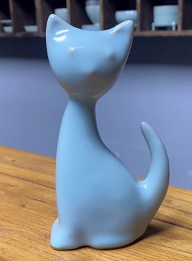 宋代美学空间汝窑汝瓷小猫咪摆件