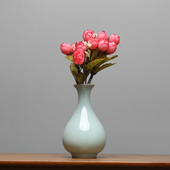 国风插花瓶器民宿陶瓷装 宋式 美学汝瓷汝窑文创小摆件中式 饰工艺品