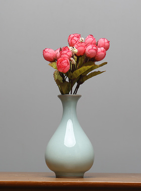 宋式美学汝瓷汝窑文创小摆件中式国风插花瓶器民宿陶瓷装饰工艺品