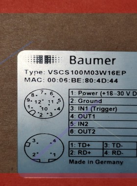 询价!全新baumer cs-100  堡盟vsCS100M03W16EP