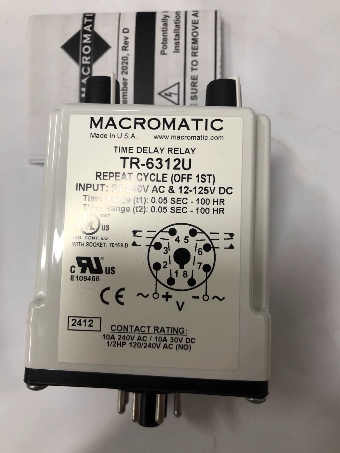 MACROMATIC 时间继电器，全新美国进口，型号，TR6312U.议价