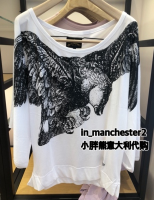 VIVIENNE WESTWOOD/薇薇安 经典EAGLE雄鹰宽松露肩蝙蝠袖T恤 正品