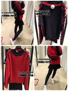 品高 正品 超美 羊毛混纺毛衣 编织双面拼色宽松显瘦女款 PINKO