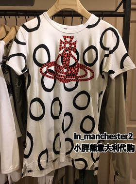 VIVIENNE WESTWOOD/薇薇安正品Cracked涂鸦土星女款套头短袖T恤