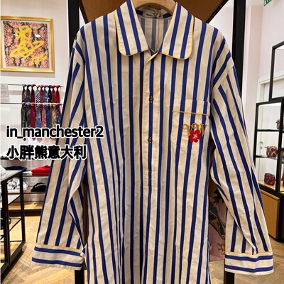 休闲百搭长袖棉条纹衬衫裙