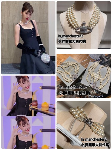 choker三层珍珠满钻项链