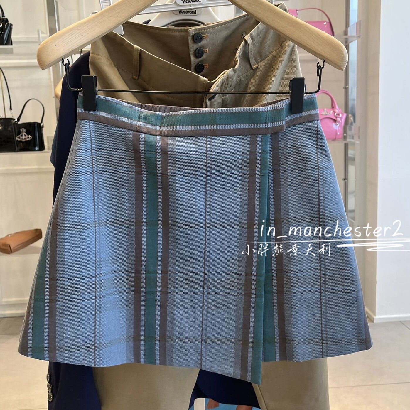 VIVIENNE WESTWOOD西太后经典土星CUT OFF格纹半裙短裙百搭 正品