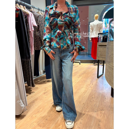 VIVIENNE WESTWOOD西太后经典土星DRUNKEN醉汉格纹长袖衬衫女款