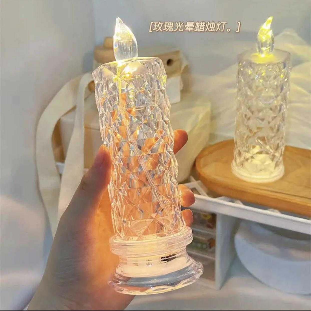 蜡烛灯 仿真蜡烛生日婚庆道具气氛摆件玫瑰花纹塑料led电子发光灯