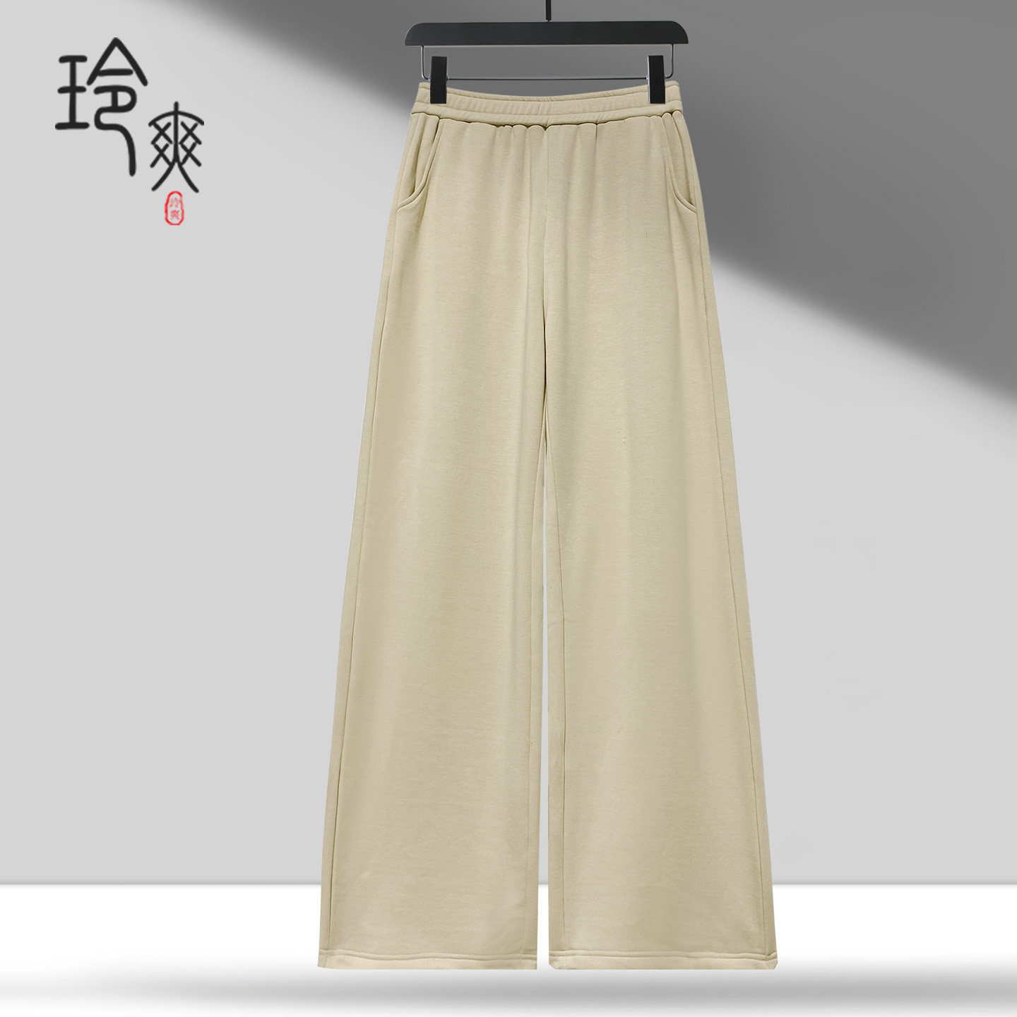 桑蚕丝加绒直筒裤真丝保暖拉绒阔腿裤中老年女裤秋冬休闲宽松长裤