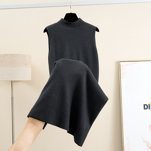 纯色半高领针织连衣裙女