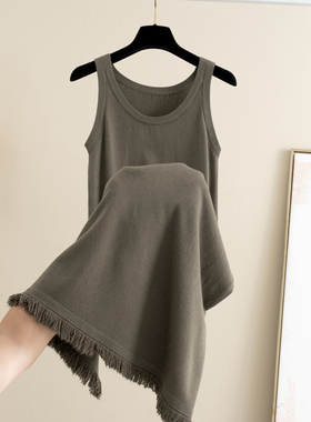 2026春秋新款针织吊带背心连衣裙女中长款无袖内搭过膝毛衣裙子