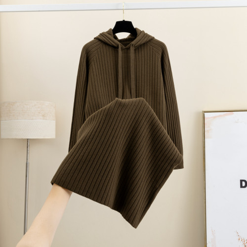 秋冬羊毛连帽针织长袖连衣裙女