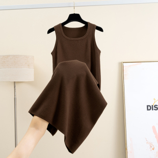内搭毛衣打底裙 过膝无袖 针织背心连衣裙女秋冬新款 宽松显瘦中长款