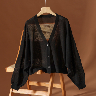 配吊带裙子外搭披肩宽松显瘦空调衫 夏季 女防晒衫 冰丝针织开衫 大码