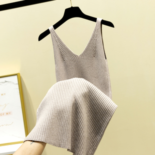 打底背心内搭长裙 孕妇包臀无袖 中长款 针织吊带连衣裙2025秋冬新款