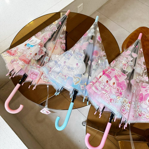 库洛米儿童透明雨伞幼儿园小学生宝宝方便携卡通图案美乐蒂长柄伞