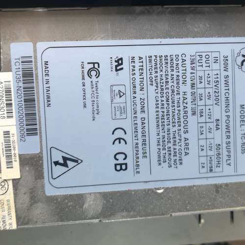 I-STAR TC-1U35 机电源，350W额定功率，[议]