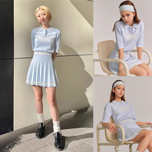 S家LB家2023夏季 韩版 时尚 新款 女纯欲风字母撞色针织半身裙短裙