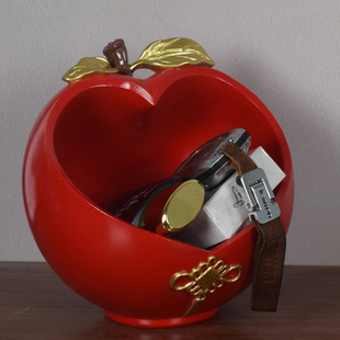 创意金苹果摆件玄关放钥匙收纳盒鞋柜客厅零食盒电视柜装饰品家居